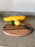 Solid Hard Maple or Cherry and Black Walnut Wood Oval Cutting Board