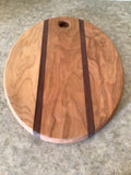 Solid Hard Maple or Cherry and Black Walnut Wood Oval Cutting Board