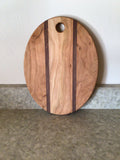Solid Hard Maple or Cherry and Black Walnut Wood Oval Cutting Board