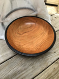 Solid Cherry Wood Fruit Bowl with Burned Edge Hand Turned