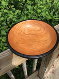 Solid Cherry Wood Fruit Bowl with Burned Edge Hand Turned