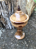 Oak Wood Stemmed Trinket/Jewelry Box with Black Walnut Finial on Lid