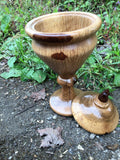 Oak Wood Stemmed Trinket/Jewelry Box with Black Walnut Finial on Lid
