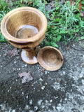 Oak Wood Stemmed Trinket/Jewelry Box with Black Walnut Finial on Lid