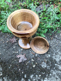 Oak Wood Stemmed Trinket/Jewelry Box with Black Walnut Finial on Lid