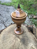 Oak Wood Stemmed Trinket/Jewelry Box with Black Walnut Finial on Lid