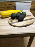 Solid Hard Maple or Cherry and Black Walnut Wood Oval Cutting Board