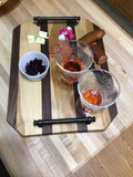 Hand made Black Walnut and Cherry Wood Charcuterie Board with Handes