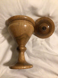Oak Wood Stemmed Trinket/Jewelry Box with Black Walnut Finial on Lid