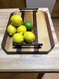 Hand made Black Walnut and Cherry Wood Charcuterie Board with Handes