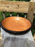 Solid Cherry Wood Fruit Bowl with Burned Edge Hand Turned
