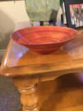 Hand Turned Pine Wood Bowl with a red dye