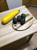 Solid Hard Maple or Cherry and Black Walnut Wood Oval Cutting Board