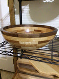 Large Black Walnut, Cherry and Oak Wood Fruit or Salad Bowl