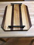 Hand made Black Walnut and Cherry Wood Charcuterie Board with Handes