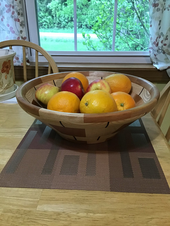 Walnut, Cherry, Maple and Ash Wood Fruit Bowl